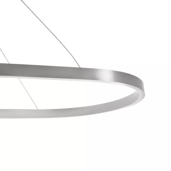 BOLIVAR 61273 Μοντέρνο Κρεμαστό Φωτιστικό Οροφής LED 54W 6210lm 360° AC 220-240V IP20 Ρυθμιζόμενο Λευκό CCT με Χειριστήριο από 2700K έως 6000K Dimmable - Lumileds SMD Chip - Νίκελ Βούρτσας - Μ120 x Π30 x Υ2cm - 3 Χρόνια Εγγύηση