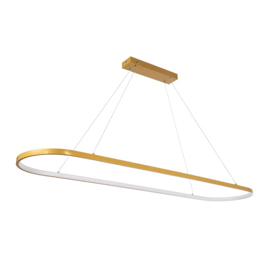 BOLIVAR 61274 Μοντέρνο Κρεμαστό Φωτιστικό Οροφής LED 54W 6210lm 360° AC 220-240V IP20 Ρυθμιζόμενο Λευκό CCT με Χειριστήριο από 2700K έως 6000K Dimmable - Lumileds SMD Chip - Χρυσό Βούρτσας - Μ120 x Π30 x Υ2cm - 3 Χρόνια Εγγύηση