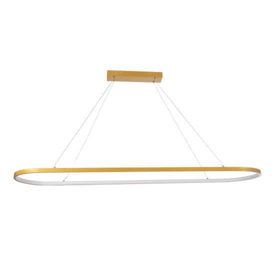 BOLIVAR 61274 Μοντέρνο Κρεμαστό Φωτιστικό Οροφής LED 54W 6210lm 360° AC 220-240V IP20 Ρυθμιζόμενο Λευκό CCT με Χειριστήριο από 2700K έως 6000K Dimmable - Lumileds SMD Chip - Χρυσό Βούρτσας - Μ120 x Π30 x Υ2cm - 3 Χρόνια Εγγύηση