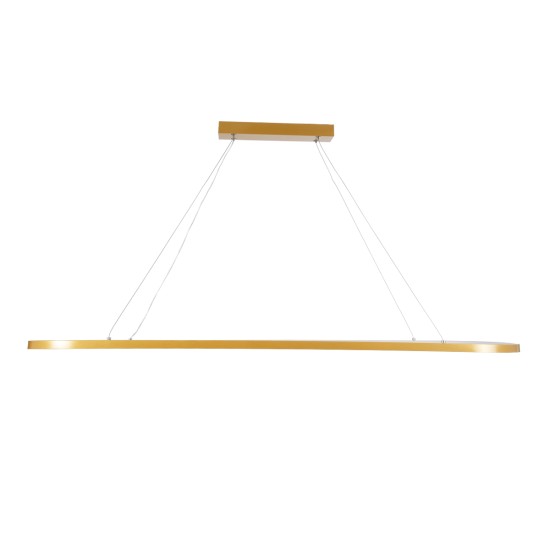 BOLIVAR 61274 Μοντέρνο Κρεμαστό Φωτιστικό Οροφής LED 54W 6210lm 360° AC 220-240V IP20 Ρυθμιζόμενο Λευκό CCT με Χειριστήριο από 2700K έως 6000K Dimmable - Lumileds SMD Chip - Χρυσό Βούρτσας - Μ120 x Π30 x Υ2cm - 3 Χρόνια Εγγύηση