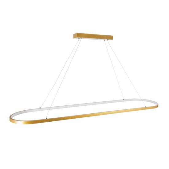 BOLIVAR 61274 Μοντέρνο Κρεμαστό Φωτιστικό Οροφής LED 54W 6210lm 360° AC 220-240V IP20 Ρυθμιζόμενο Λευκό CCT με Χειριστήριο από 2700K έως 6000K Dimmable - Lumileds SMD Chip - Χρυσό Βούρτσας - Μ120 x Π30 x Υ2cm - 3 Χρόνια Εγγύηση