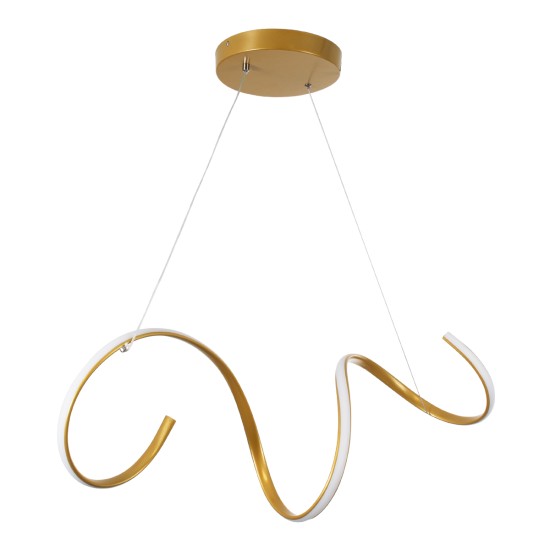 SPIRALE 61286 Μοντέρνο Κρεμαστό Φωτιστικό Οροφής LED 75W 8400lm 300° AC 220-240V IP20 Ρυθμιζόμενο Λευκό CCT με Χειριστήριο από 2700K έως 6000K Dimmable - Lumileds SMD Chip - Χρυσό Βούρτσας - Μ72 x Π25 x Υ30cm - 3 Χρόνια Εγγύηση