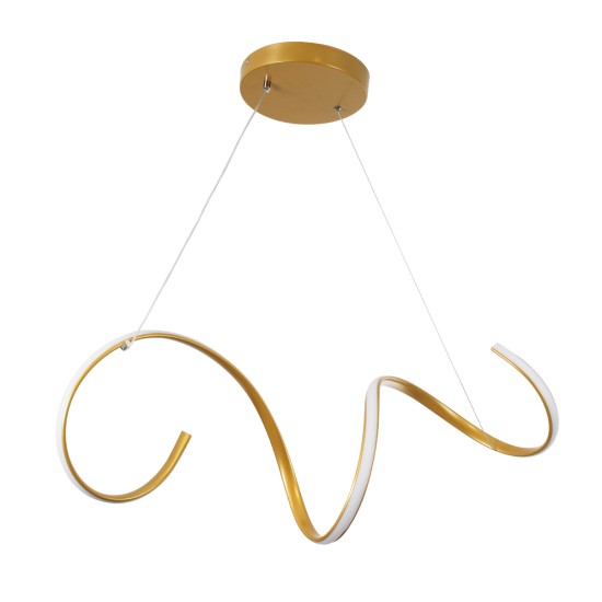 SPIRALE 61286 Μοντέρνο Κρεμαστό Φωτιστικό Οροφής LED 75W 8400lm 300° AC 220-240V IP20 Ρυθμιζόμενο Λευκό CCT με Χειριστήριο από 2700K έως 6000K Dimmable - Lumileds SMD Chip - Χρυσό Βούρτσας - Μ72 x Π25 x Υ30cm - 3 Χρόνια Εγγύηση