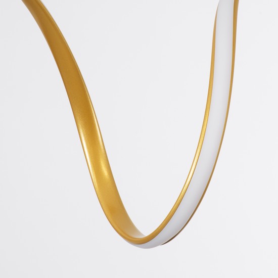 SPIRALE 61286 Μοντέρνο Κρεμαστό Φωτιστικό Οροφής LED 75W 8400lm 300° AC 220-240V IP20 Ρυθμιζόμενο Λευκό CCT με Χειριστήριο από 2700K έως 6000K Dimmable - Lumileds SMD Chip - Χρυσό Βούρτσας - Μ72 x Π25 x Υ30cm - 3 Χρόνια Εγγύηση