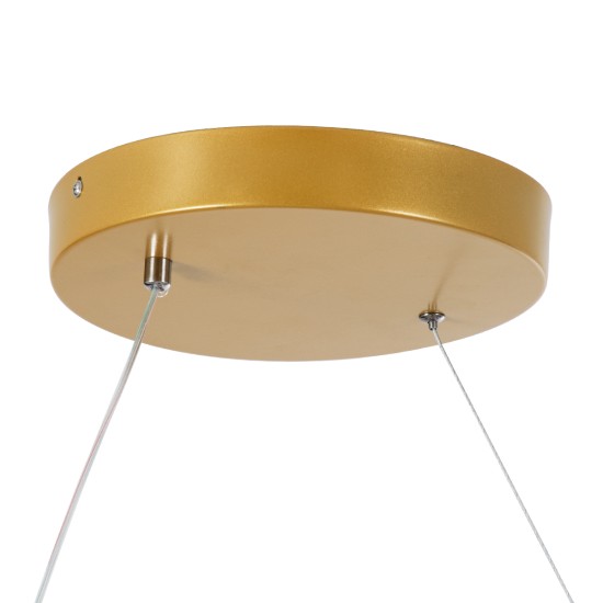 SPIRALE 61286 Μοντέρνο Κρεμαστό Φωτιστικό Οροφής LED 75W 8400lm 300° AC 220-240V IP20 Ρυθμιζόμενο Λευκό CCT με Χειριστήριο από 2700K έως 6000K Dimmable - Lumileds SMD Chip - Χρυσό Βούρτσας - Μ72 x Π25 x Υ30cm - 3 Χρόνια Εγγύηση