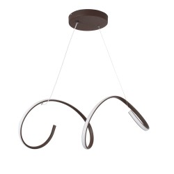 SPIRALE 61287 Μοντέρνο Κρεμαστό Φωτιστικό Οροφής LED 75W 8400lm 300° AC 220-240V IP20 Ρυθμιζόμενο Λευκό CCT με Χειριστήριο από 2700K έως 6000K Dimmable - Lumileds SMD Chip - Καφέ Ματ - Μ72 x Π25 x Υ30cm - 3 Χρόνια Εγγύηση