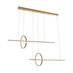 LINEARE 61291 Μοντέρνο Κρεμαστό Φωτιστικό Οροφής LED 67W 7504lm 300° AC 220-240V IP20 Ρυθμιζόμενο Λευκό CCT με Χειριστήριο από 2700K έως 6000K Dimmable - Lumileds SMD Chip - Χρυσό Βούρτσας - Μ130 x Π25 x Υ60cm - 3 Χρόνια Εγγύηση