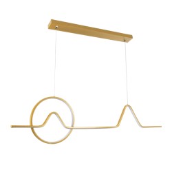 WINDY 61293 Μοντέρνο Κρεμαστό Φωτιστικό Οροφής LED 67W 7504lm 300° AC 220-240V IP20 Ρυθμιζόμενο Λευκό CCT με Χειριστήριο από 2700K έως 6000K Dimmable - Lumileds SMD Chip - Χρυσό Βούρτσας - Μ120 x Π4 x Υ30cm - 3 Χρόνια Εγγύηση