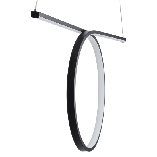 ROME 61294 Μοντέρνο Κρεμαστό Φωτιστικό Οροφής LED 24W 2640lm 200° AC 220-240V IP20 Ρυθμιζόμενο Λευκό CCT με On/Off 2700K/4500K/6000K - Lumileds SMD Chip - Μαύρο Ματ - Μ65.5 x Π4 x Υ33cm - 3 Χρόνια Εγγύηση