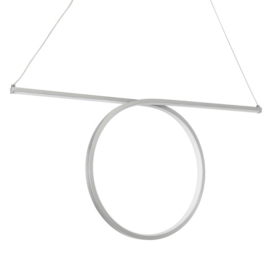 ROME 61296 Μοντέρνο Κρεμαστό Φωτιστικό Οροφής LED 24W 2640lm 200° AC 220-240V IP20 Ρυθμιζόμενο Λευκό CCT με On/Off 2700K/4500K/6000K - Lumileds SMD Chip - Νίκελ Βούρτσας - Μ65.5 x Π4 x Υ33cm - 3 Χρόνια Εγγύηση