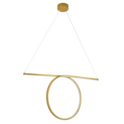 ROME 61297 Μοντέρνο Κρεμαστό Φωτιστικό Οροφής LED 24W 2640lm 200° AC 220-240V IP20 Ρυθμιζόμενο Λευκό CCT με On/Off 2700K/4500K/6000K - Lumileds SMD Chip - Χρυσό Βούρτσας - Μ65.5 x Π4 x Υ33cm - 3 Χρόνια Εγγύηση