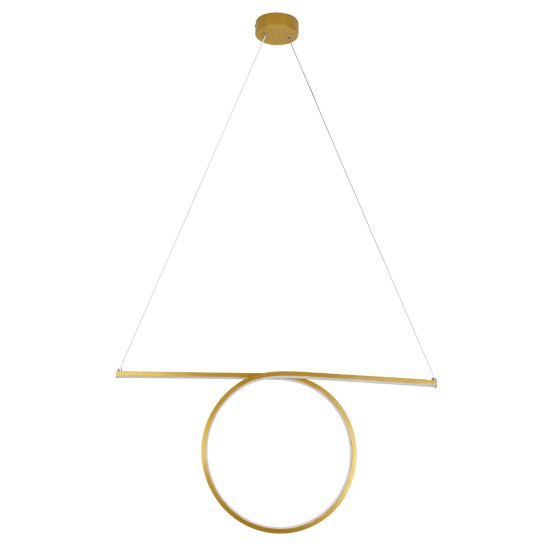 ROME 61297 Μοντέρνο Κρεμαστό Φωτιστικό Οροφής LED 24W 2640lm 200° AC 220-240V IP20 Ρυθμιζόμενο Λευκό CCT με On/Off 2700K/4500K/6000K - Lumileds SMD Chip - Χρυσό Βούρτσας - Μ65.5 x Π4 x Υ33cm - 3 Χρόνια Εγγύηση