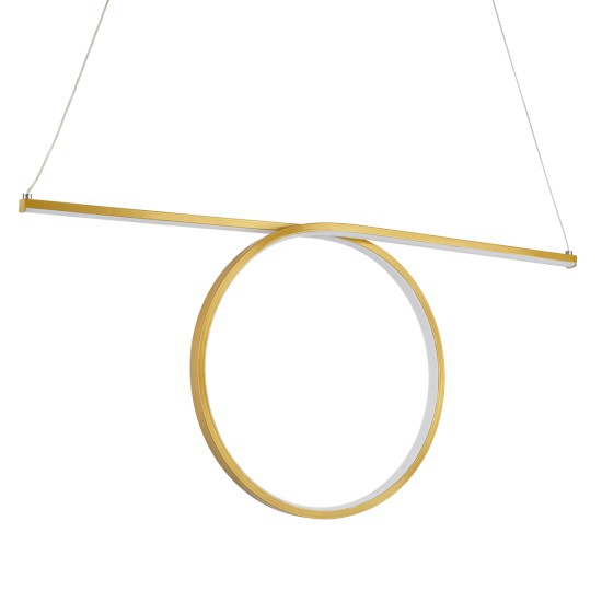 ROME 61297 Μοντέρνο Κρεμαστό Φωτιστικό Οροφής LED 24W 2640lm 200° AC 220-240V IP20 Ρυθμιζόμενο Λευκό CCT με On/Off 2700K/4500K/6000K - Lumileds SMD Chip - Χρυσό Βούρτσας - Μ65.5 x Π4 x Υ33cm - 3 Χρόνια Εγγύηση