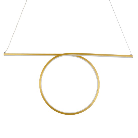 ROME 61297 Μοντέρνο Κρεμαστό Φωτιστικό Οροφής LED 24W 2640lm 200° AC 220-240V IP20 Ρυθμιζόμενο Λευκό CCT με On/Off 2700K/4500K/6000K - Lumileds SMD Chip - Χρυσό Βούρτσας - Μ65.5 x Π4 x Υ33cm - 3 Χρόνια Εγγύηση