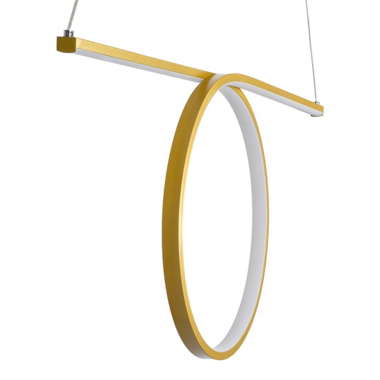 ROME 61297 Μοντέρνο Κρεμαστό Φωτιστικό Οροφής LED 24W 2640lm 200° AC 220-240V IP20 Ρυθμιζόμενο Λευκό CCT με On/Off 2700K/4500K/6000K - Lumileds SMD Chip - Χρυσό Βούρτσας - Μ65.5 x Π4 x Υ33cm - 3 Χρόνια Εγγύηση