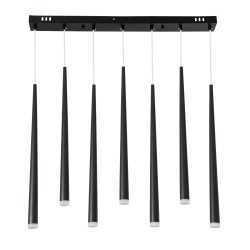 TEARS 61311 Μοντέρνο Κρεμαστό Φωτιστικό Οροφής LED 21W 2310lm 180° AC 220-240V IP20 Ρυθμιζόμενο Λευκό CCT με Χειριστήριο από 2700K έως 6000K Dimmable - Lumileds SMD Chip - Μαύρο Ματ - Μ70 x Π3.2 x Υ60cm - 3 Χρόνια Εγγύηση