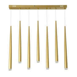 TEARS 61312 Μοντέρνο Κρεμαστό Φωτιστικό Οροφής LED 21W 2310lm 180° AC 220-240V IP20 Ρυθμιζόμενο Λευκό CCT με Χειριστήριο από 2700K έως 6000K Dimmable - Lumileds SMD Chip - Χρυσό Βούρτσας - Μ70 x Π3.2 x Υ60cm - 3 Χρόνια Εγγύηση