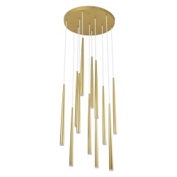 TEARS 61314 Μοντέρνο Κρεμαστό Φωτιστικό Οροφής LED 36W 3960lm 180° AC 220-240V IP20 Ρυθμιζόμενο Λευκό CCT με Χειριστήριο από 2700K έως 6000K Dimmable - Lumileds SMD Chip - Χρυσό Βούρτσας - Μ60 x Π60 x Υ51.5cm - 3 Χρόνια Εγγύηση