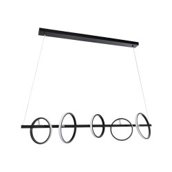 CIRCOLARE 61319 Μοντέρνο Κρεμαστό Φωτιστικό Οροφής LED 75W 8400lm 360° AC 220-240V IP20 Ρυθμιζόμενο Λευκό CCT με Χειριστήριο από 2700K έως 6000K Dimmable - Lumileds SMD Chip - Μαύρο Ματ - Μ120 x Π25 x Υ25cm - 3 Χρόνια Εγγύηση