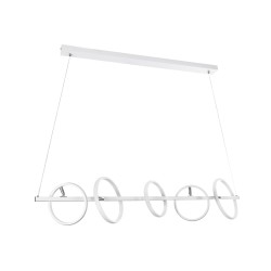 CIRCOLARE 61320 Μοντέρνο Κρεμαστό Φωτιστικό Οροφής LED 75W 8400lm 360° AC 220-240V IP20 Ρυθμιζόμενο Λευκό CCT με Χειριστήριο από 2700K έως 6000K Dimmable - Lumileds SMD Chip - Λευκό Ματ - Μ120 x Π25 x Υ25cm - 3 Χρόνια Εγγύηση