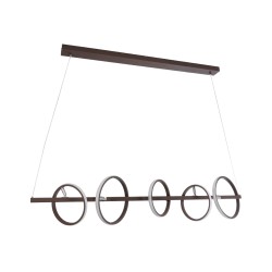 CIRCOLARE 61321 Μοντέρνο Κρεμαστό Φωτιστικό Οροφής LED 75W 8400lm 360° AC 220-240V IP20 Ρυθμιζόμενο Λευκό CCT με Χειριστήριο από 2700K έως 6000K Dimmable - Lumileds SMD Chip - Καφέ - Μ120 x Π25 x Υ25cm - 3 Χρόνια Εγγύηση