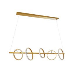 CIRCOLARE 61322 Μοντέρνο Κρεμαστό Φωτιστικό Οροφής LED 75W 8400lm 360° AC 220-240V IP20 Ρυθμιζόμενο Λευκό CCT με Χειριστήριο από 2700K έως 6000K Dimmable - Lumileds SMD Chip - Χρυσό - Μ120 x Π25 x Υ25cm - 3 Χρόνια Εγγύηση