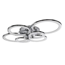 ROYAL-R 61324 Μοντέρνο Φωτιστικό Οροφής LED 135W 16200lm 360° AC 220-240V IP20 Ρυθμιζόμενο Λευκό CCT με Χειριστήριο από 2700K έως 6000K Dimmable - Lumileds SMD Chip - Ασημί Νίκελ - Μ80.5 x Π59 x Υ12cm - 3 Χρόνια Εγγύηση