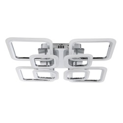 ROYAL-S 61326 Μοντέρνο Φωτιστικό Οροφής LED 135W 16200lm 360° AC 220-240V IP20 Ρυθμιζόμενο Λευκό CCT με Χειριστήριο από 2700K έως 6000K Dimmable - Lumileds SMD Chip - Ασημί Νίκελ - Μ58.5 x Π58.5 x Υ12cm - 3 Χρόνια Εγγύηση