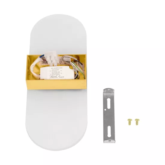 RARE 61338 Μοντέρνο Φωτιστικό Τοίχου - Απλίκα LED 5W 600lm 180° AC 220-240V IP20 Ρυθμιζόμενο Λευκό CCT με On/Off 2700K/4500K/6000K - Lumileds SMD Chip - Χρυσό Βούρτσας - Μ10 x Π4 x Υ27cm - 3 Χρόνια Εγγύηση