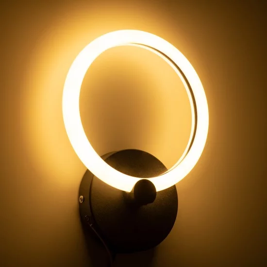 MATILDA 61339 Μοντέρνο Φωτιστικό Τοίχου - Απλίκα LED 8W 960lm 360° AC 220-240V IP20 Ρυθμιζόμενο Λευκό CCT με On/Off 2700K/4500K/6000K - Lumileds SMD Chip - Μαύρο Ματ - Μ20 x Π5 x Υ25.5cm - 3 Χρόνια Εγγύηση