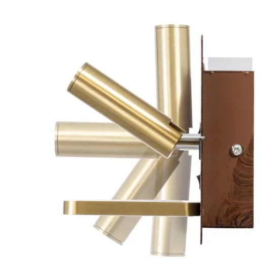 PALADIN 61362 Μοντέρνο Φωτιστικό Τοίχου - Απλίκα Ξενοδοχείου Reading Light με Φορτιστή USB 3A & Wireless 20W LED 6W 720lm 36° & 360° AC 220-240V IP20 Φυσικό Λευκό 4500K - Bridgelux COB Chip & TÜV SÜD Driver - Καφέ & Χρυσό Βούρτσας - Μ30 x 