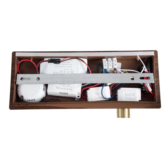 PALADIN 61362 Μοντέρνο Φωτιστικό Τοίχου - Απλίκα Ξενοδοχείου Reading Light με Φορτιστή USB 3A & Wireless 20W LED 6W 720lm 36° & 360° AC 220-240V IP20 Φυσικό Λευκό 4500K - Bridgelux COB Chip & TÜV SÜD Driver - Καφέ & Χρυσό Βούρτσας - Μ30 x 