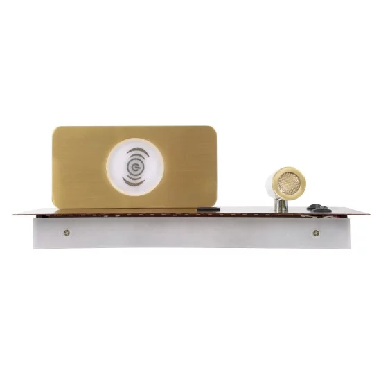 PALADIN 61362 Μοντέρνο Φωτιστικό Τοίχου - Απλίκα Ξενοδοχείου Reading Light με Φορτιστή USB 3A & Wireless 20W LED 6W 720lm 36° & 360° AC 220-240V IP20 Φυσικό Λευκό 4500K - Bridgelux COB Chip & TÜV SÜD Driver - Καφέ & Χρυσό Βούρτσας - Μ30 x 