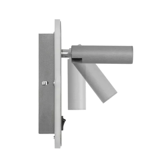 LADY-O 61365 Μοντέρνο Φωτιστικό Τοίχου - Απλίκα Ξενοδοχείου Reading Light με Φορτιστή USB 3A LED 10W 1000lm 36° & 360° AC 220-240V IP20 Φυσικό Λευκό 4500K - Bridgelux COB Chip & TÜV SÜD Driver - Γκρι Ματ - Μ10.5 x Π10 x Υ18.5cm - 3 Χρόνια Εγγύηση