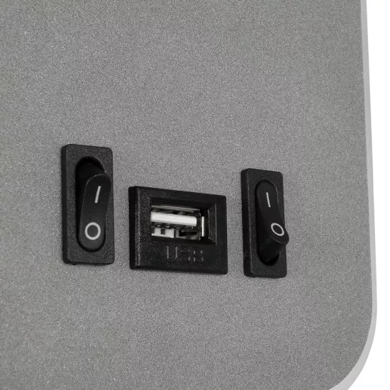 LADY-O 61365 Μοντέρνο Φωτιστικό Τοίχου - Απλίκα Ξενοδοχείου Reading Light με Φορτιστή USB 3A LED 10W 1000lm 36° & 360° AC 220-240V IP20 Φυσικό Λευκό 4500K - Bridgelux COB Chip & TÜV SÜD Driver - Γκρι Ματ - Μ10.5 x Π10 x Υ18.5cm - 3 Χρόνια Εγγύηση