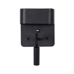 IBIS 61367 Μοντέρνο Φωτιστικό Τοίχου - Απλίκα Ξενοδοχείου Reading Light με Φορτιστή USB 3A LED 10W 1100lm 36° & 360° AC 220-240V IP20 Φυσικό Λευκό 4500K - Bridgelux COB Chip & TÜV SÜD Driver - Μαύρο Ματ - Μ10 x Π6.1 x Υ18cm - 3 Χρόνια Εγγύηση