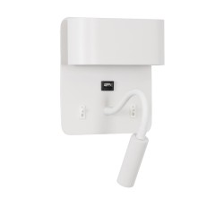 IBIS 61368 Μοντέρνο Φωτιστικό Τοίχου - Απλίκα Ξενοδοχείου Reading Light με Φορτιστή USB 3A LED 10W 1100lm 36° & 360° AC 220-240V IP20 Φυσικό Λευκό 4500K - Bridgelux COB Chip & TÜV SÜD Driver - Λευκό Ματ - Μ10 x Π6.1 x Υ18cm - 3 Χρόνια Εγγύηση