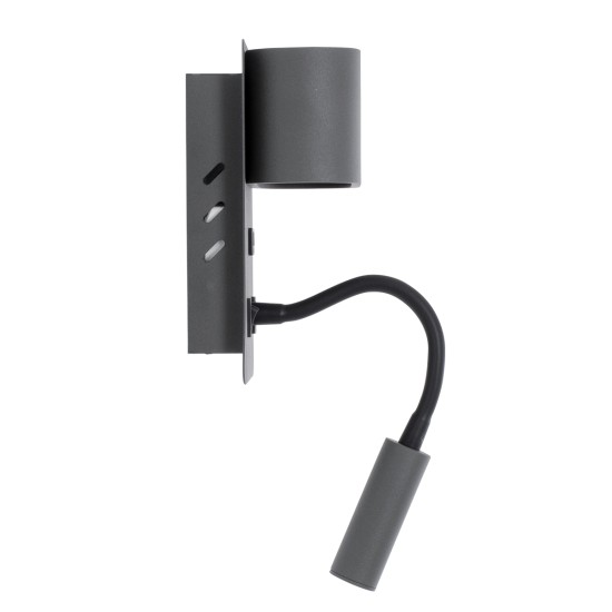 IBIS 61369 Μοντέρνο Φωτιστικό Τοίχου - Απλίκα Ξενοδοχείου Reading Light με Φορτιστή USB 3A LED 10W 1100lm 36° & 360° AC 220-240V IP20 Φυσικό Λευκό 4500K - Bridgelux COB Chip & TÜV SÜD Driver - Γκρι Ανθρακί Ματ - Μ10 x Π6.1 x Υ18cm - 3 Χρόνια Εγγύη