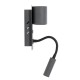 IBIS 61369 Μοντέρνο Φωτιστικό Τοίχου - Απλίκα Ξενοδοχείου Reading Light με Φορτιστή USB 3A LED 10W 1100lm 36° & 360° AC 220-240V IP20 Φυσικό Λευκό 4500K - Bridgelux COB Chip & TÜV SÜD Driver - Γκρι Ανθρακί Ματ - Μ10 x Π6.1 x Υ18cm - 3 Χρόνια Εγγύη