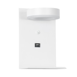 CROWN 61371 Μοντέρνο Φωτιστικό Τοίχου - Απλίκα Ξενοδοχείου Reading Light με Φορτιστή USB 3A LED 5W 550lm 120° AC 220-240V IP20 Φυσικό Λευκό 4500K - Bridgelux COB Chip & TÜV SÜD Driver - Λευκό Ματ - Μ15 x Π15 x Υ23cm - 3 Χρόνια Εγγύηση