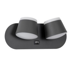 REGENCY 61378 Μοντέρνο Φωτιστικό Τοίχου - Απλίκα Ξενοδοχείου Reading Light με Φορτιστή USB 3A LED 16W 1840lm 120° AC 220-240V IP20 Φυσικό Λευκό 4500K - Bridgelux SMD Chip & TÜV SÜD Driver - Γκρι Ανθρακί Ματ - Μ16.5 x Π12 x Υ10cm - 3 Χρόνια Εγγύηση