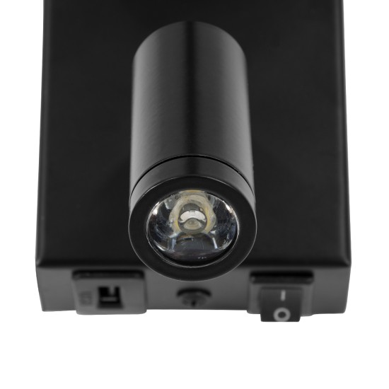 ROULETTE-R 61379 Μοντέρνο Φωτιστικό Τοίχου - Απλίκα Ξενοδοχείου Reading Light με Φορτιστή USB 3A & Ντουί 1 x E27 LED 3W 360lm 36° & 360° AC 220-240V IP20 Φυσικό Λευκό 4500K - Bridgelux COB Chip & TÜV SÜD Driver - Μαύρο & Μπεζ - Μ22 x Π23.5