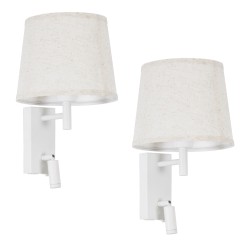 ROULETTE-R 61380 Μοντέρνο Φωτιστικό Τοίχου - Απλίκα Ξενοδοχείου Reading Light με Φορτιστή USB 3A & Ντουί 1 x E27 LED 3W 360lm 36° & 360° AC 220-240V IP20 Φυσικό Λευκό 4500K - Bridgelux COB Chip & TÜV SÜD Driver - Λευκό Ματ & Μπεζ - Μ22 x Π