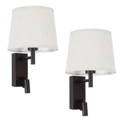 ROULETTE-R 61381 Μοντέρνο Φωτιστικό Τοίχου - Απλίκα Ξενοδοχείου Reading Light με Φορτιστή USB 3A & Ντουί 1 x E27 LED 3W 360lm 36° & 360° AC 220-240V IP20 Φυσικό Λευκό 4500K - Bridgelux COB Chip & TÜV SÜD Driver - Καφέ & Μπεζ - Μ22 x Π23.5 