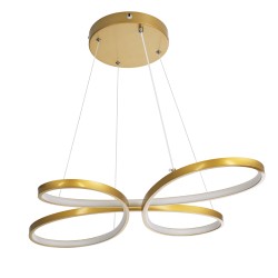 BUTTERFLY 61393 Μοντέρνο Κρεμαστό Φωτιστικό Οροφής LED 75W 8400lm 300° AC 220-240V IP20 Ρυθμιζόμενο Λευκό CCT με Χειριστήριο από 2700K έως 6000K Dimmable - Lumileds SMD Chip - Χρυσό Βούρτσας - Μ70 x Π55 x Υ4cm - 3 Χρόνια Εγγύηση