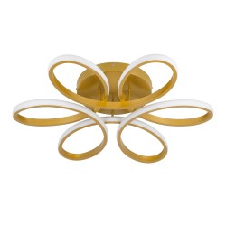 MARGARET 61403 Μοντέρνο Φωτιστικό Οροφής LED 54W 6210lm 360° AC 220-240V IP20 Ρυθμιζόμενο Λευκό CCT με Χειριστήριο από 2700K έως 6000K Dimmable - Lumileds SMD Chip - Χρυσό Βούρτσας - Μ57 x Π57 x Υ12cm - 3 Χρόνια Εγγύηση