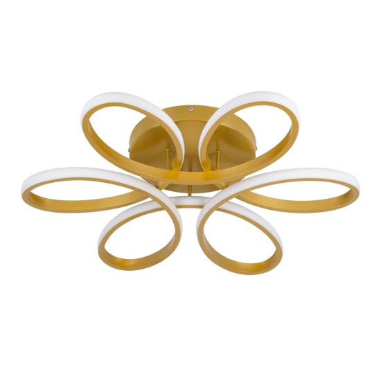 MARGARET 61403 Μοντέρνο Φωτιστικό Οροφής LED 54W 6210lm 360° AC 220-240V IP20 Ρυθμιζόμενο Λευκό CCT με Χειριστήριο από 2700K έως 6000K Dimmable - Lumileds SMD Chip - Χρυσό Βούρτσας - Μ57 x Π57 x Υ12cm - 3 Χρόνια Εγγύηση