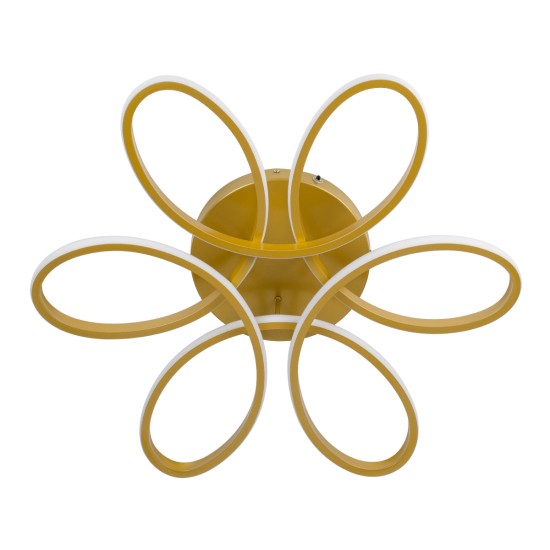 MARGARET 61403 Μοντέρνο Φωτιστικό Οροφής LED 54W 6210lm 360° AC 220-240V IP20 Ρυθμιζόμενο Λευκό CCT με Χειριστήριο από 2700K έως 6000K Dimmable - Lumileds SMD Chip - Χρυσό Βούρτσας - Μ57 x Π57 x Υ12cm - 3 Χρόνια Εγγύηση