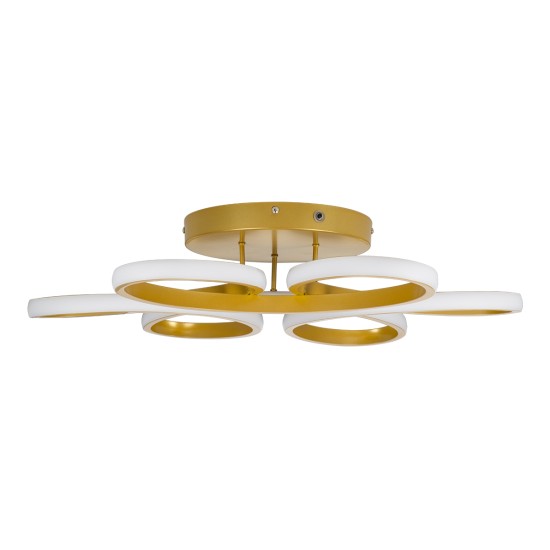 MARGARET 61403 Μοντέρνο Φωτιστικό Οροφής LED 54W 6210lm 360° AC 220-240V IP20 Ρυθμιζόμενο Λευκό CCT με Χειριστήριο από 2700K έως 6000K Dimmable - Lumileds SMD Chip - Χρυσό Βούρτσας - Μ57 x Π57 x Υ12cm - 3 Χρόνια Εγγύηση