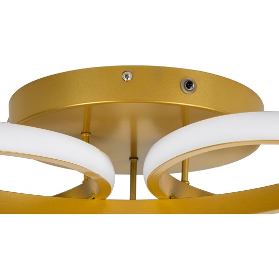MARGARET 61403 Μοντέρνο Φωτιστικό Οροφής LED 54W 6210lm 360° AC 220-240V IP20 Ρυθμιζόμενο Λευκό CCT με Χειριστήριο από 2700K έως 6000K Dimmable - Lumileds SMD Chip - Χρυσό Βούρτσας - Μ57 x Π57 x Υ12cm - 3 Χρόνια Εγγύηση